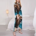 thumbnail image 3 of Balery Ice Blue Coastal Lion Conjunto de Pijama con Estampado para Mujer, Conjunto de Dos Piezas con Manga Larga, Ropa de Dormir Suave con Bolsillos, Pijamas Cómodos-Large, 3 of 7
