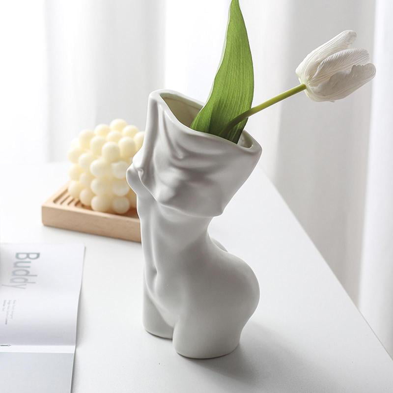 Abstract Ceramic Female Body Vase Dry Flower Ornaments Planter Floral Pot Statue 