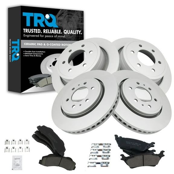 TRQ Front and Rear Brake Pad & Rotor Kit Brake Pads Brake Rotor Ceramic Premium G-Coated Fits Select 2012-2017 Ford F-150