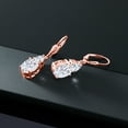 thumbnail image 4 of Gem Stone King 18K Rose Gold Plated Silver White Moissanite Dangle Earrings for Women (6.94 Cttw, Gemstone Birthstone, Oval 10X8MM, Trillion 5MM), 4 of 4