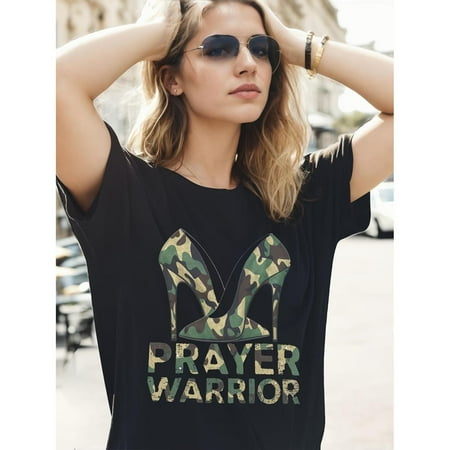 [Modern Stylish]-Pure Cotton PRAYER WARRIOR High Heeled Shoes Women s T-Shirt Comfort Fit Tee Tee For Adult  Men  Women  Teen  Teenager  Adolescent  Youth