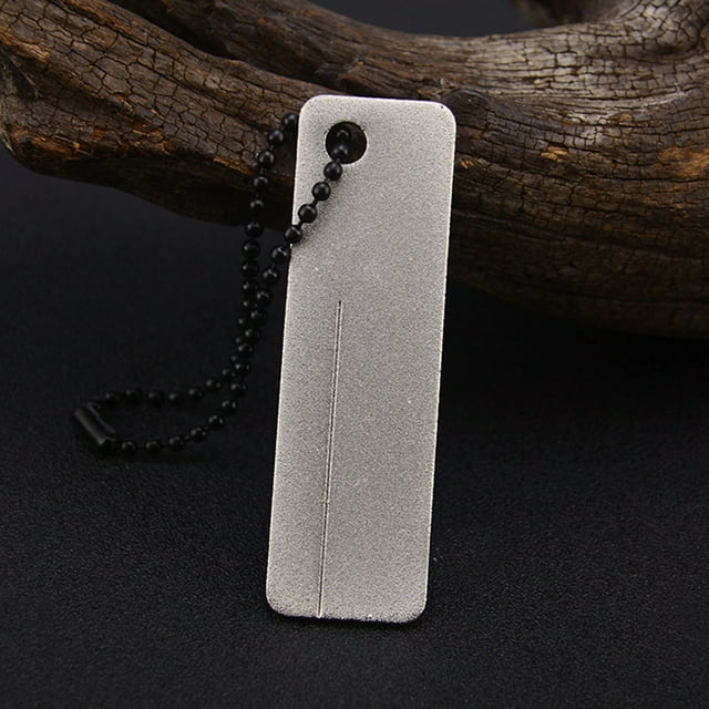 Herramienta de afilado de diamante | Mini anzuelo de grano fino y afilador de cuchillos | Clip de llavero portátil incluido | Uso de aventura al aire libre | 60 mm x 18 mm | Ligero 14 g