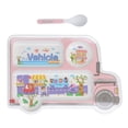thumbnail image 2 of Plates Kids Dinner Plate With Spoon Bamboo Fiber Divided Plates Cartoon Pattern Mealtime Tableware Safe Dinnerware For Students, 2 of 8