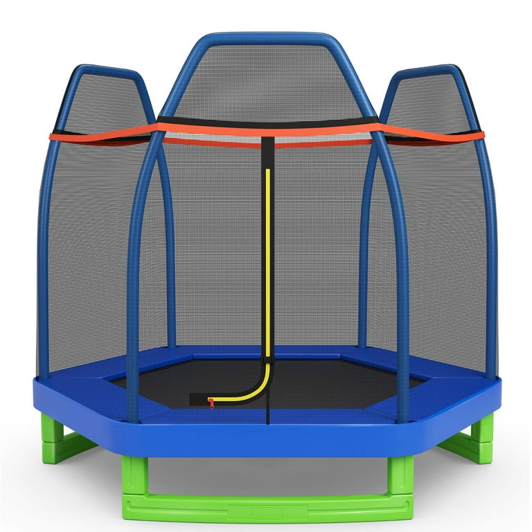 Costway 7 FT Kids Trampoline with Safety Enclosure Net Costway 7 FT Kids Trampoline with Safety Enclosure Net