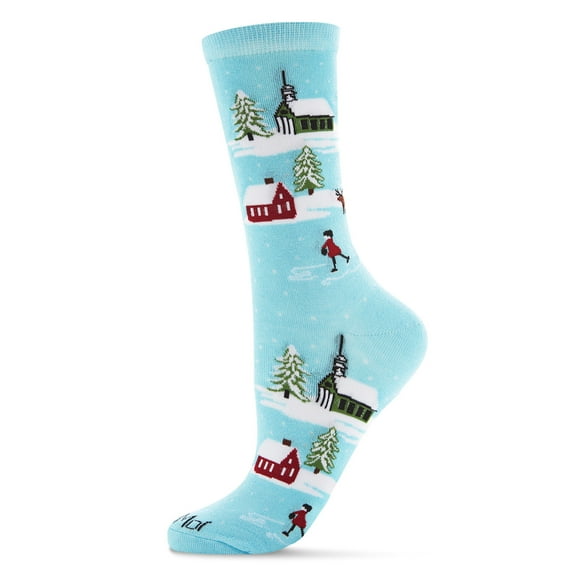 MeMoi Women's Figure Eights Bamboo Blend Holiday Crew Sock - Womens - Female, 9-11, Light Blue
