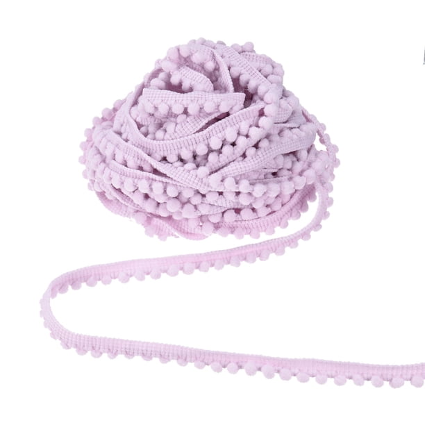 Uxcell 3-Pack Franja de Flecos de Bolas Pom Pom, 10 Yardas 5mm Cinta de Pom Pom Mini para Decoración del Hogar/Manualidades de Bricolaje, Púrpura Claro