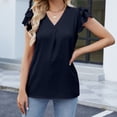thumbnail image 6 of Clearance T Shirts for Women Women's Solid Color Casual Double Layer Flying Sleeve Chiffon Top Blouse Female Top Summer Tops for Women 2024 Womens Blouses, 6 of 8