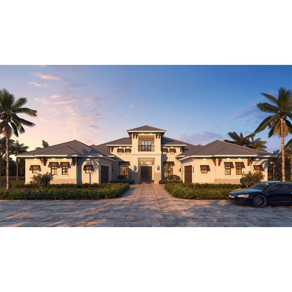 013-4382: Contemporary Mediterranean 4 Bed, 4 Bath Luxury Home Plan, 4382 Sq Ft: Full Blueprints with License to Build by Home Plan Marketplace - Lesuto
