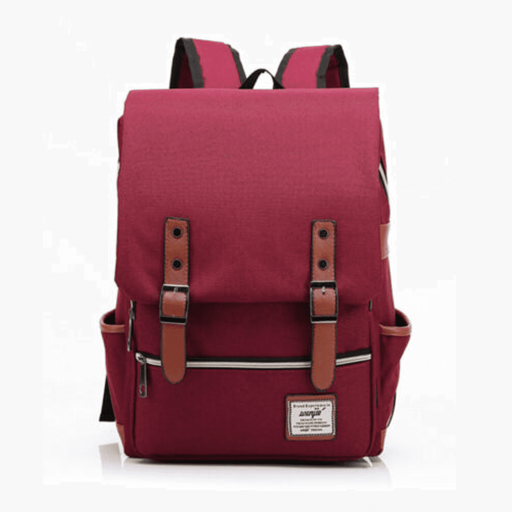 Girl Women Men Canvas Leather Travel Backpack Satchel Rucksack Laptop School Bag 