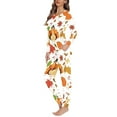 thumbnail image 2 of FKELYI Thanksgiving Turkey Women Pajama 2pcs Fall Maple Leaf Stretchy Nightwear for Women Sleepwear Durable Ladies Pajamas Sets Size XL,Festival Gift, 2 of 5