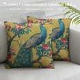 thumbnail image 3 of RUIYC Throw Pillow Covers Vintage Watercolor with Peacock On Tree Cherry Trees with Flowers Yellow Colorful Bird Decorative Square Pillowcases Cushion Cover, 3 of 5
