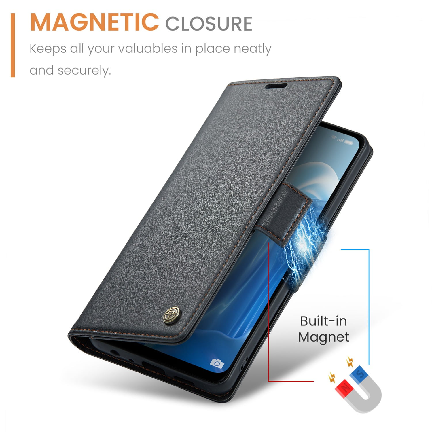 ETFAST Leather Phone Case Wallet With Card Holder Zipper For OPPO Reno 8 4G High Quality Leather Phone Case