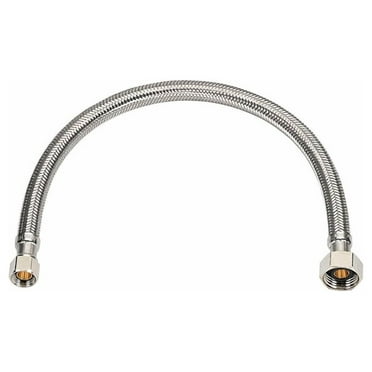 EZ-Fluid 20" x 1/2" Fip x 3/8" Comp Stainless Steel Braided Flexible Faucet Water Supply Hose Connector line For Bathroom,Kitchen,Outdoor Sink Faucets-1PC