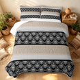 thumbnail image 3 of Erosebridal Hippie Damask Quilt Full, Boho Zebra Print Full Bedspread Sets, Black White Beige 3 Pieces, 1 Coverlet and 2 Pillowcases, 3 of 7