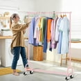 thumbnail image 7 of Heavy Duty Clothing Racks for Hanging Clothes Rack, 43" Wide Rolling Garment Rack Metal Clothing Hanger Rack with Wheels Wardrobe Rack for Coats, Shirts, Dress (Pink), 7 of 7