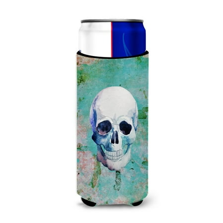 

Carolines Treasures BB5123MUK Day of the Dead Teal Skull Michelob Ultra Hugger for slim cans Slim Can multicolor