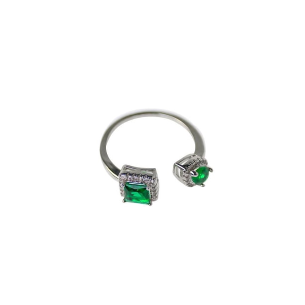 Sonducket Anillo de apertura para mujer, anillos de circón de cobre, decoraciones de mano ajustables, joyería chapada para niñas y mujeres para citas, Ropa, zapatos y accesorios Miscelánea Verde Sonducket AP014481-02