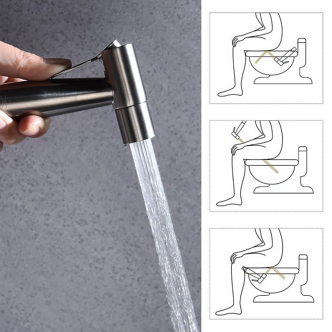 Tachi Silver Stainless Steel Handheld Spray Jet Bidet