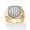 14k Gold-Plated Sterling Silver, variant on Men's 1.63 TCW Round Pave Cubic Zirconia Step-Top Cluster Ring in Gold-Plated or Platinum-Plated Sterling Silver