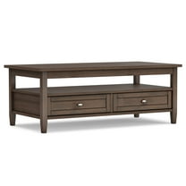 Warm Shaker Solid Wood 48 inch Wide Transitional Coffee Table in Farmhouse Brown