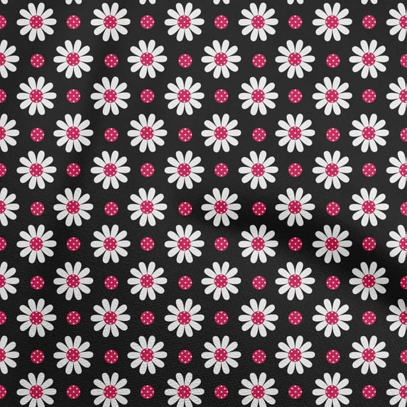oneOone Polyester Spandex Black Fabric Floral Retro Dress Material Fabric Print Fabric By The Yard 56 Inch Wide