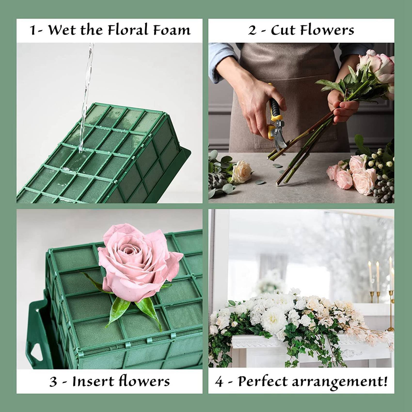 4 Pack Floral Foam Cage for Flower Arrangements Dry and Wet Floral Foam for Florist Foam