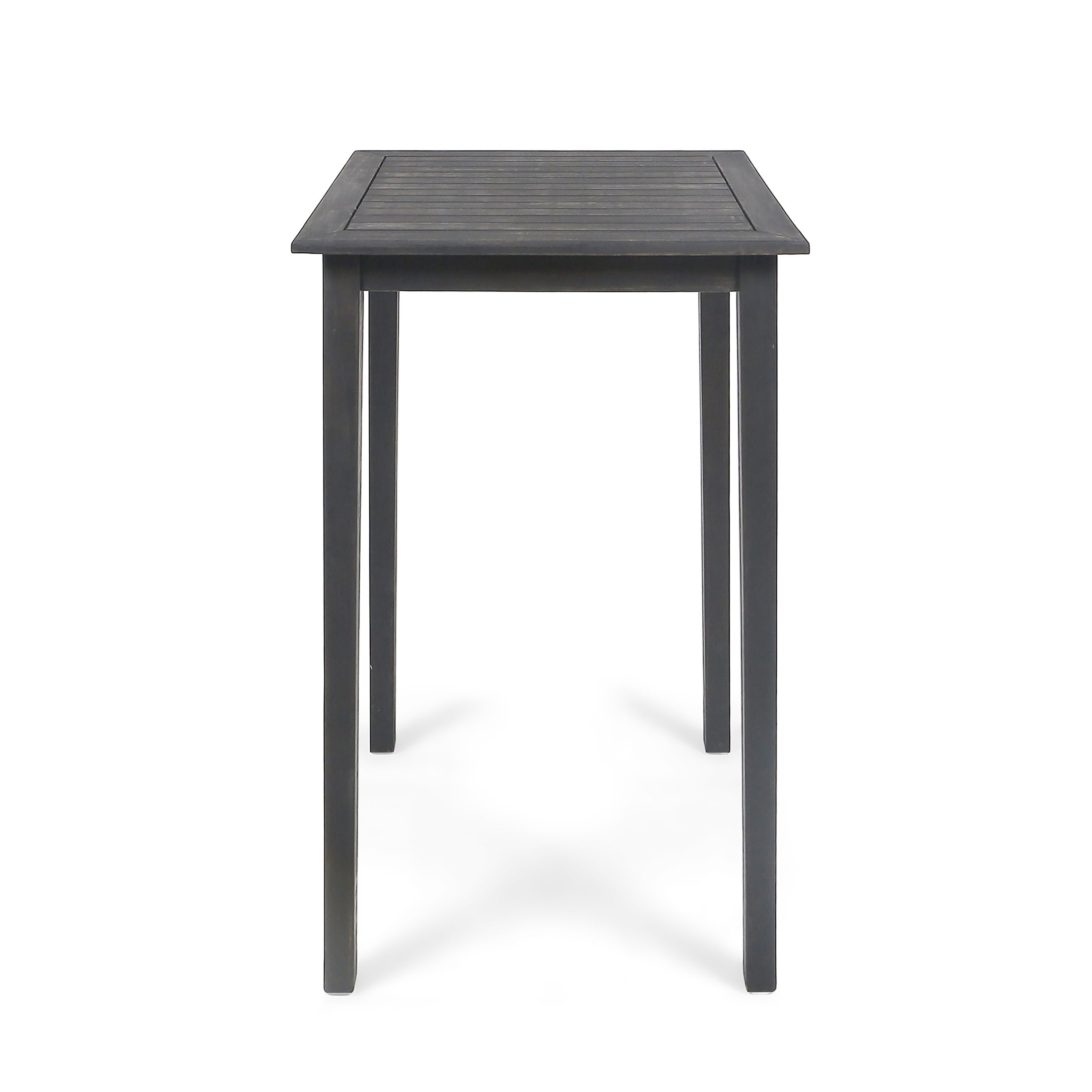Noble House Polaris Outdoor Acacia Wood Bar Table in Dark Gray