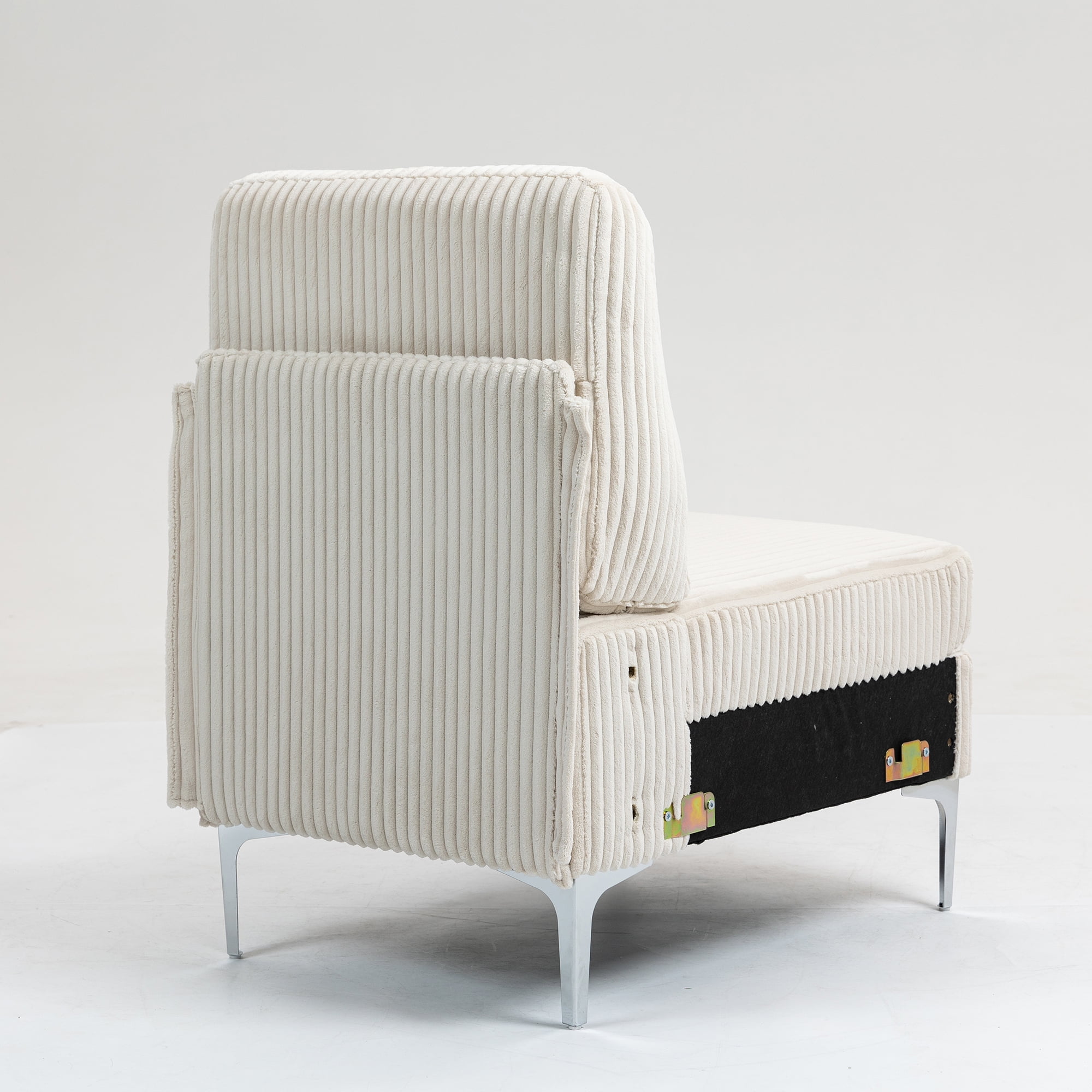 Modular Sectional Sofa, Armless Seat, Single Accent Chair, Beige Corduroy Fabric, Versatile Seating Arrangements