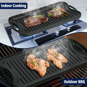 CHEFSPOT 20 x 10 Pre-Seasoned Cast Iron Reversible Grill and Griddle Pan, Double Burner