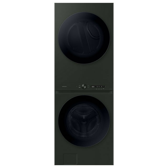 Samsung Bespoke 5.3 cu. ft. Ultra Capacity Single Unit AI Laundry Hub™ Washer with AI OptiWash™ and 7.6 cu. ft. Gas Dryer in Satin Green