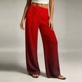 thumbnail image 4 of Ohufall Womens Pants Straight Leg Elastic Waist Lace-up Fashion Pants with Pocket Gradient Color Casual Pant, 4 of 5