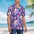 thumbnail image 3 of Pofeuu Skull colorful mushroom Print Hawaiian Shirt for Men Sleeves Casual Button Down Summer Beach Dress Shirts T-Shirts,X-Large, 3 of 7