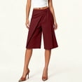 thumbnail image 2 of TEAJOPSUU Women's Wrap Tie Dressy Shorts Knee Length High Waisted Wide Leg Shorts Casual Commuting Work Office Shorts Burgundy, 2 of 6