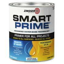 Zinsser Rust-Oleum 249727 White Smart Prime Universal Water Based Primer, 1 quart Can Pack of 6