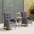 thumbnail image 1 of vidaXL 3 Piece Garden Bistro Set Poly Rattan Grey, 1 of 5