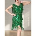 thumbnail image 3 of Vestido De Tirantes Vestido ceñido al cuerpo con borlas Traje de club nocturno sin mangas ajustado para mujer (Verde M) Ygjytge para Mujer Verde T M, 3 of 6