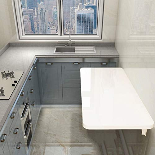 Deevin Fold Down Table Wall Mounted Table Heavy Duty Folding Wall Table Dining Table Perfect Addition to Laundry Room/Home bar/Kitchen & Dining Room(White)