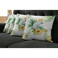 thumbnail image 5 of Ambesonne Animal Throw Pillow Cover 4 Pack, Hibiscus with Wild Birds, 20", White Yellow Green, 5 of 5