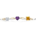 thumbnail image 2 of 925 Silver and 10K Yellow Gold Near Colorless White Moissanite Purple Amethyst Yellow Citrine and Lab Grown Diamond Tennis Bracelet for Women By Keren Hanan (1.90 cttw, Adjustable up To 9 inch), 2 of 4
