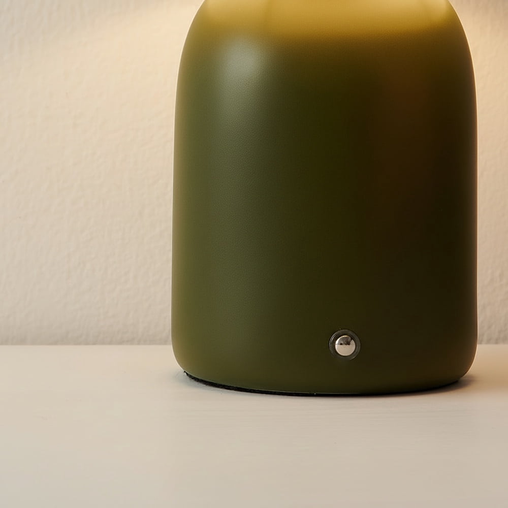 Mainstays 11 in Green Rechargeable LED Portable Table Lamp with Dimmable Touch Sensor and White Linen Shade