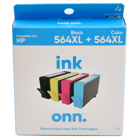 onn. Remanufactured Ink Cartridge, HP 564XL Black, 564XL Color (Cyan, Magenta, Yellow), 4 Cartridges