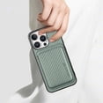 thumbnail image 5 of Dteck Detachable Back Cover for iPhone 16 Pro Max with Card Holder, Magnetic Wallet Pocket Carbon Fiber Texture PU Leather Slim Phone Case, Green, 5 of 12