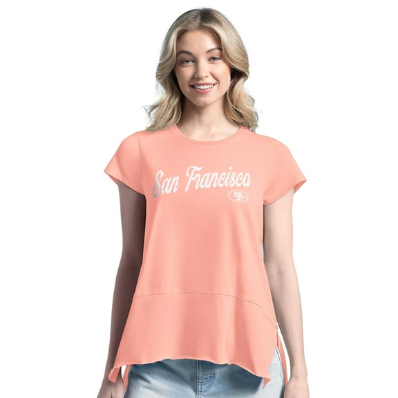 Women's Margaritaville Pink San Francisco 49ers Gametime Is Paradise T-Shirt