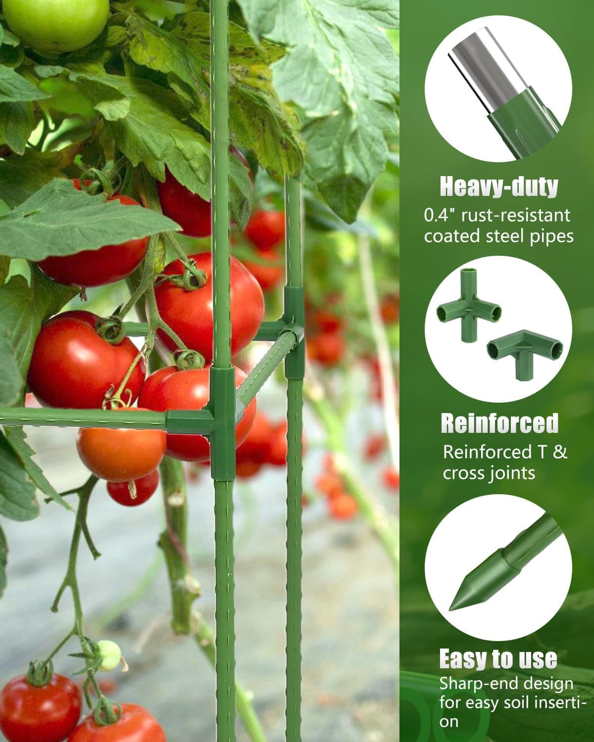 3 Pack Tomato Cage for Garden, 47 Inch Heavy-Duty Tomato Trellis, Height Adjustable Garden Trellis for Climbing Plants Vegetables Flowers Cucumber Peony