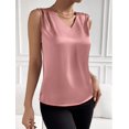 thumbnail image 6 of CHUMUD Womens Satin Tank Tops V Neck Pleated Sleeveless Business Casual Outfit Summer Dressy Work Blouse, 6 of 7