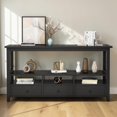 thumbnail image 2 of GZXS 57.9 Inch Console Table with 3 Drawers, 3-Tier Modern Sofa Table with Storage Shelves, Entryway Table for Hallway, Living Room, Black, 2 of 7