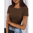 thumbnail image 4 of Remera PRETTYGARDEN 2025 de Punto Canalé Ajustada Marrón XL, 4 of 5