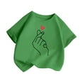 thumbnail image 3 of Shirts Girls Kid Leisure Graphic Fashion Round Neck Short Sleeve Tee Summer Wear Girls' Tops, Tees Green 5 Years-6 Years, 3 of 5