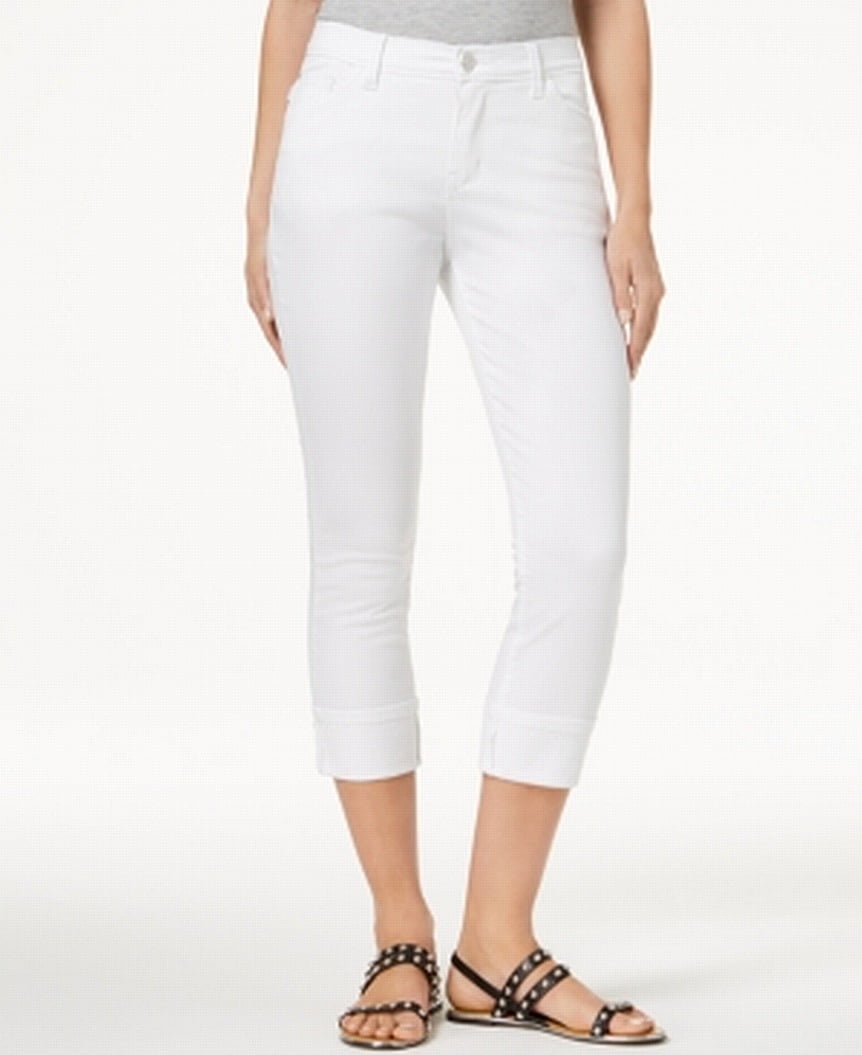 Lee - Womens Jeans White Petite Stretch Cropped Cuffed Mid-Rise $69 12P ...