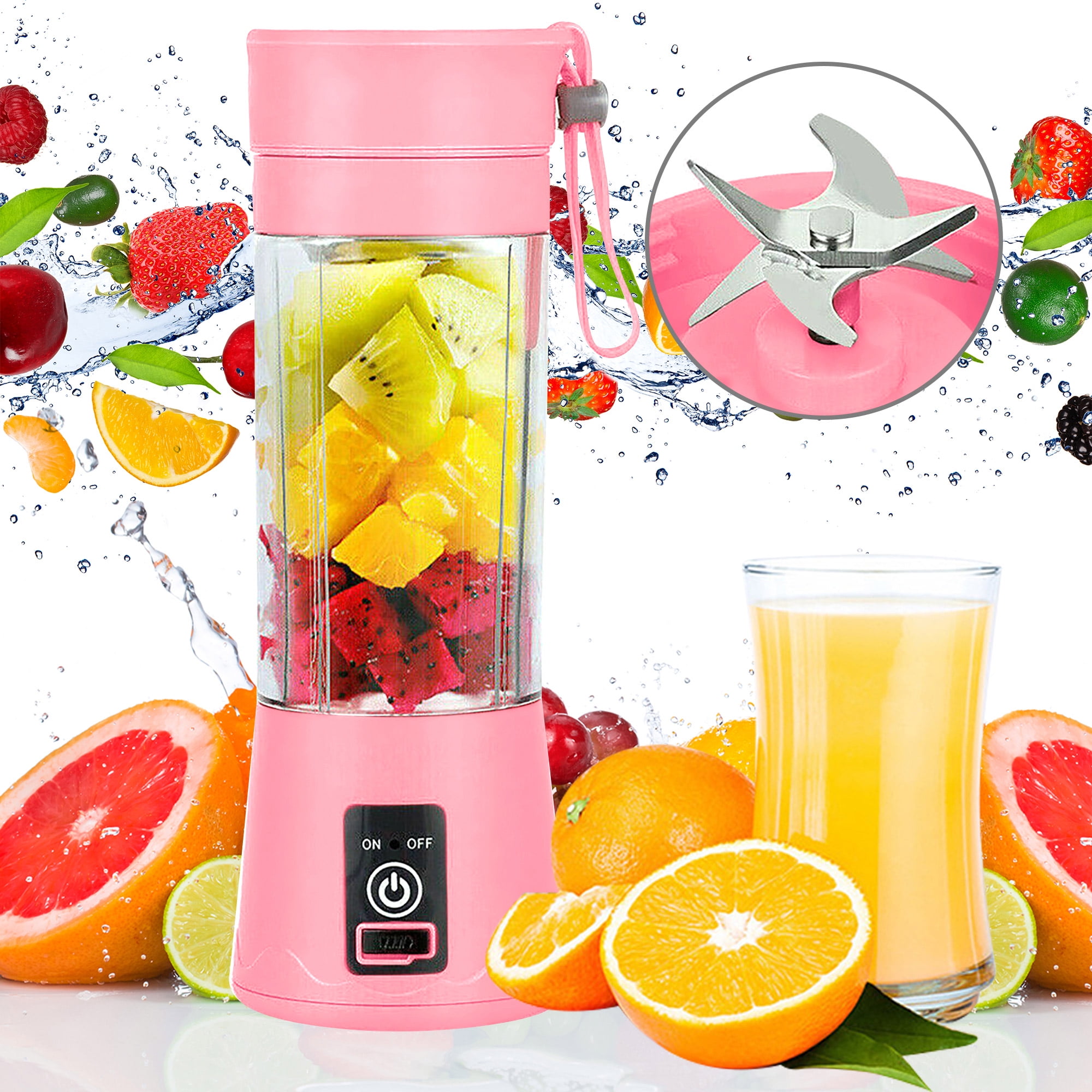 380ml Portable Blender Wireless Mini Juicer USB Electric Blender Fruit Juicer for Fruit and Vegetables Juicer Machine-A, Green